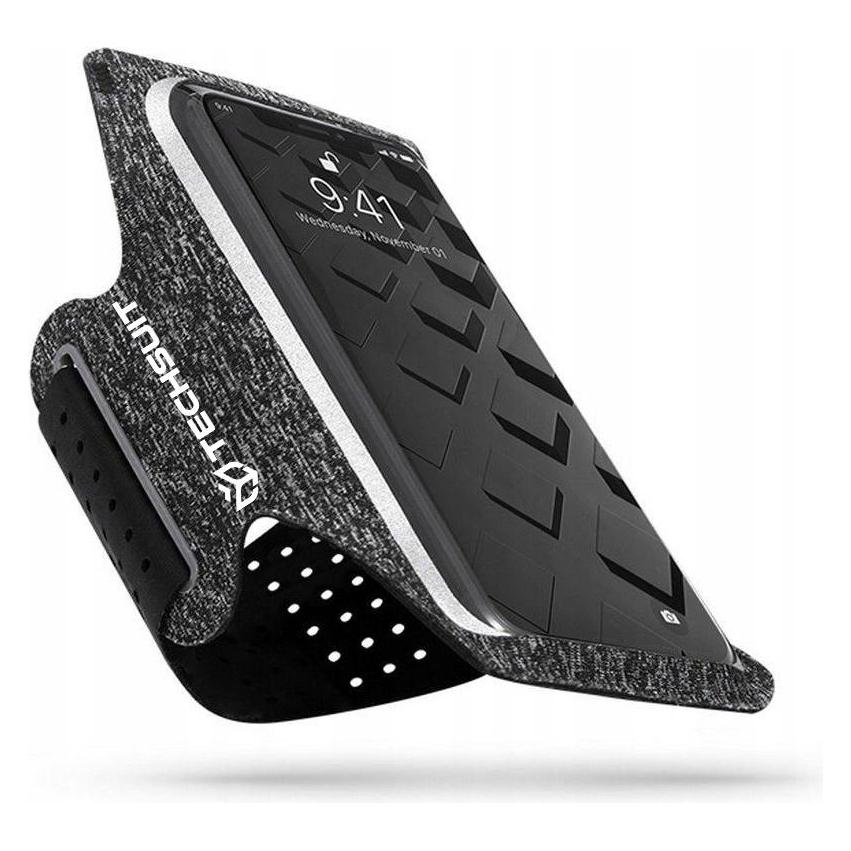 Techsuit - Sports Armband (TH10) - with Velcro, for Phones, max 6.5" - Gray / White (56343023)
