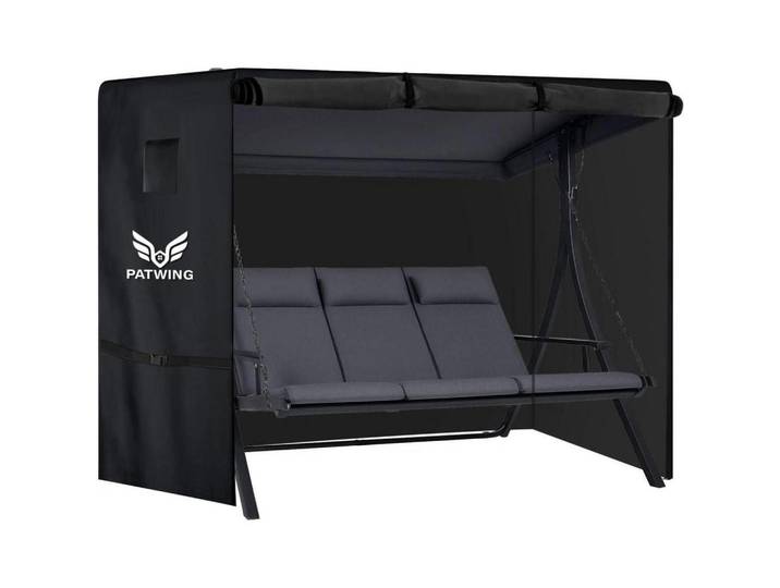 Hollywoodschaukel Abdeckung 3-4Sitzer Schwarz 210 x 150 x 150 cm, 160x120x175 cm, Gartenzubehör, Abdeckung für Gartenmöbel