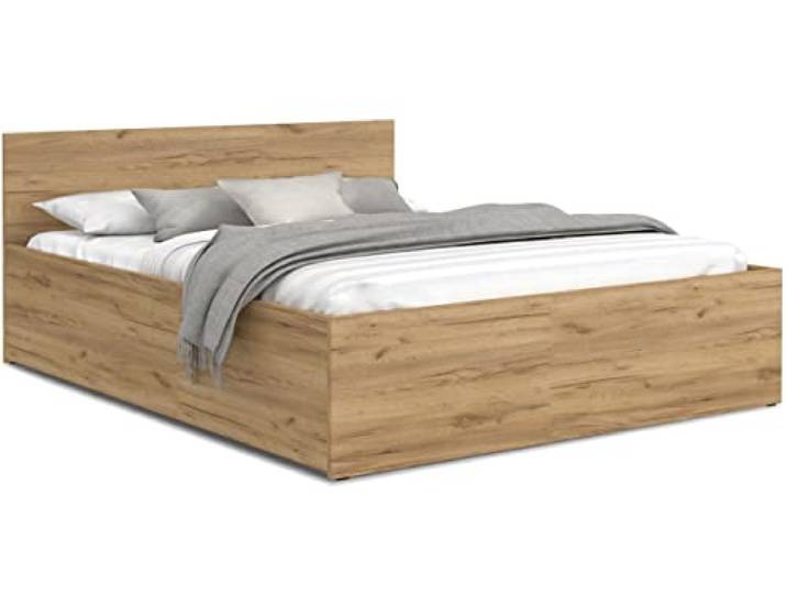 FurnitureByJDM Bett 160x200 mit Stauraum – Doppelbett Stauraum – Doppelbett mit Bettkasten und aufklappbarem Lattenrost – Modernes Stauraumbett mit Liftfunktion (Eiche Craft)
