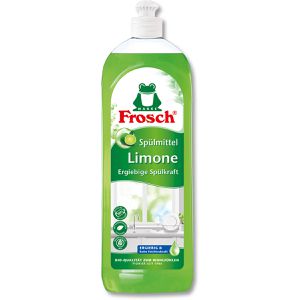 Frosch Spülmittel Limone, Bio-Qualität, mikroplastikfrei, biologisch abbaubar, ergiebige Spülkraft, Flasche, 750 ml