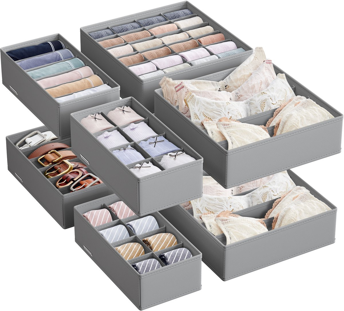 SONGMICS Lade Organizer Set - Opvouwbare Divider voor BH's, Sokken en Stropdassen