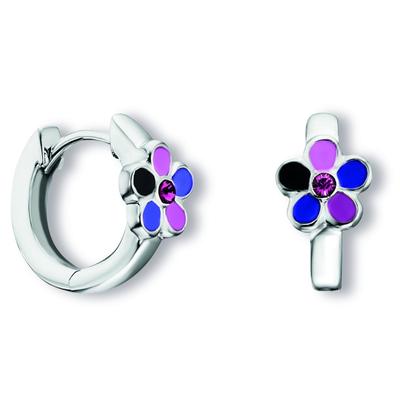 Paar Creolen ONE ELEMENT "Kristall Blume Ohrringe Creolen aus 925 Silber", silber, Ohrringe, Damen, Kinder, Silber 925 (Sterlingsilber), Dezente Symbolik – stilvoller Begleiter für jeden Anlass