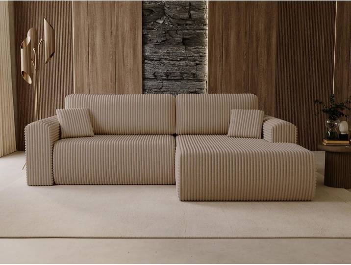 Compleo Ecksofa 257 cm breit,Ecksofa mit grobem Cordstoff, Modern und elegant, Modernes Wohnzimmer oder Jugendzimmer