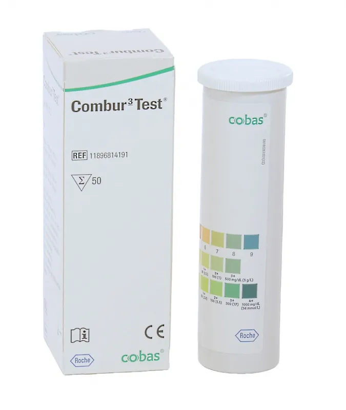 Roche Diagnostik Roche Combur 3 Test Urinteststreifen, pH, Protein, Glukose (50 Stück) 11896814191