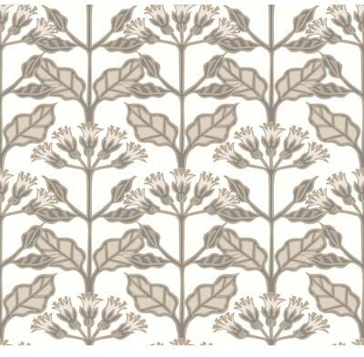 Ronald Redding Tracery Blooms White Wallpaper