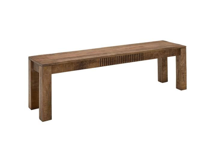 Carryhome Sitzbank, Natur, Holz, Mangoholz, massiv, Holz, 2-Sitzer, 160x45x40 cm, Holzmöbel, Sitzgelegenheiten Holz, Holzbänke