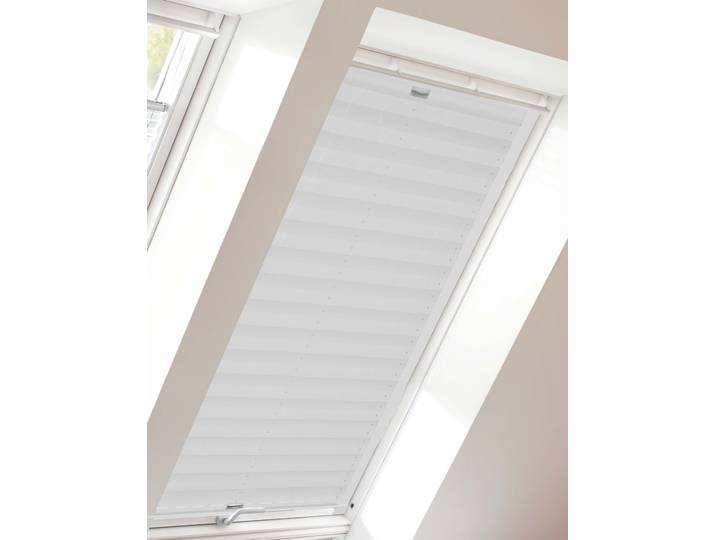 Dachfensterplissee SUNLINES StartUp Style Crush , weiss (weiß, weiß), B:77,5cm H:141,7cm, Obermaterial: 100% Polyester, Plissees, Dachfensterplissee, mit Führungsschienen