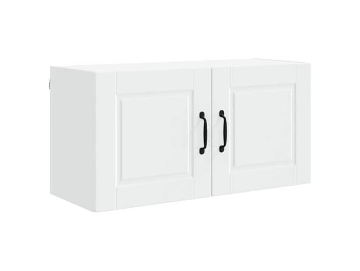 fsahslih Küchen-Wandschrank Porto Weiß 80 x 31 x 40 cm Holzwerkstoff Platzsparender Hängeschrank für Küche und Esszimmer mit zwei Türen und zwei Regalfächern für Geschirr sowie Vorräte.