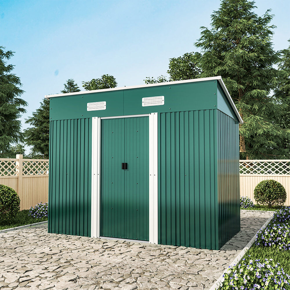 WFX Utility 8ft. W x 4ft. D Metal Pent Garden Shed Green 226cm W X 182cm D X 182cm H