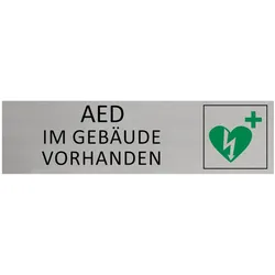 CombiCraft Aluminium Türschild AED im Gebäude vorhanden 165x45mm mit 3M-Tape zur Befestigung, einfache Kennzeichnung von Räumen und Bereichen