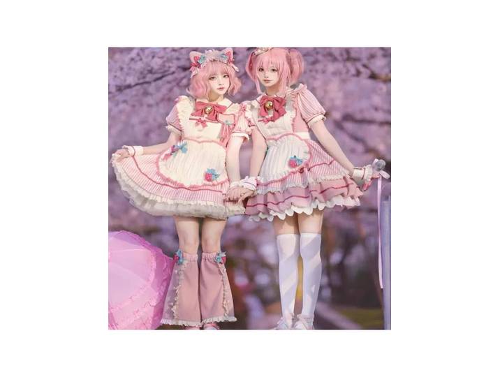 Robe bourgeon de fleur à bulles de baies roses, douce Lolita Op, mignonne lumière quotidienne, robe de princesse Lolita pour fille, fête de thé