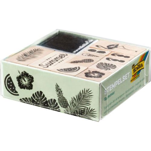 folia Motivstempel-Set "Summer", aus Holz, 13-teilig