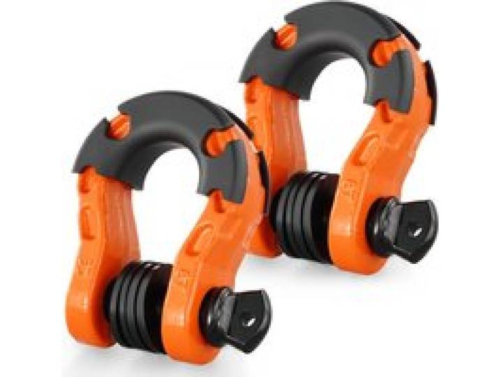 VEVOR 3/4 Zoll D-Ring-Schäkel, 2er-Pack Schäkel aus legiertem Stahl, 30 Tonnen Bruchfestigkeit, mit 7/8 Zoll Schraubstift, Isolatoren und Unterlegscheiben, robuster Bergungsschäkel für Geländefahrzeuge für Jeep-Trucks, orange