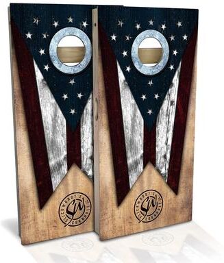 Skip's Garage Ohio Flag Outdoor Cornhole Board Set