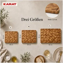 Karat Schneidebrett Aurelin Teak Herringbone, Schneidebrett, Braun