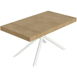 Itamoby Niket Ausziehtisch 160/420x90 cm Natur-Eiche weiße Beine