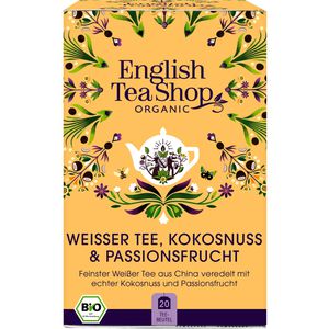 EnglishTeaShop Tee Weißer Tee, Kokosnuss & Passionsfrucht, BIO, Weißer Tee, 40 g, 20 Beutel