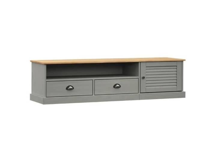 Meuble TV VIGO gris 156x40x40 cm bois massif de pin