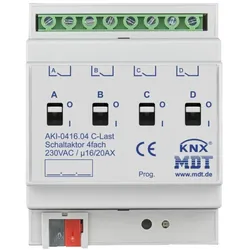 MDT Technologies Schaltaktor AKI 4-fach 4TE Reiheneinbaugerät, 16/20A, 230VAC, AKI-0416.04