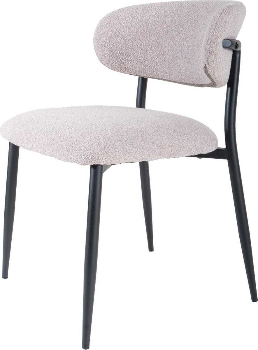 Eetkamerstoel Dion - Bouclé - Naturel - Moderne Kuipstoel in Scandinavische en Industriële Stijl