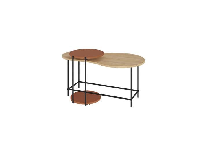 Livetastic Couchtisch, Eiche, Dunkelorange, Metall, rund, 58x47x102 cm, Wohnzimmer, Wohnzimmertische, Couchtische