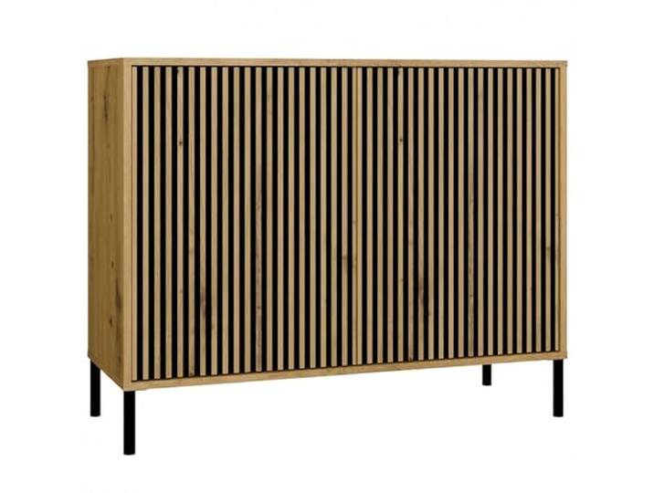 CDF Kommode Schrank mit 2 Türen 4 Regale Komodenschrank für Kleidug Dokumente Mehrzweckschrank Büroschrank 2-türig für Schlafzimmer Arbeitszimmer Flur Esszimmer Büro - Eiche Artisan 103,5 cm