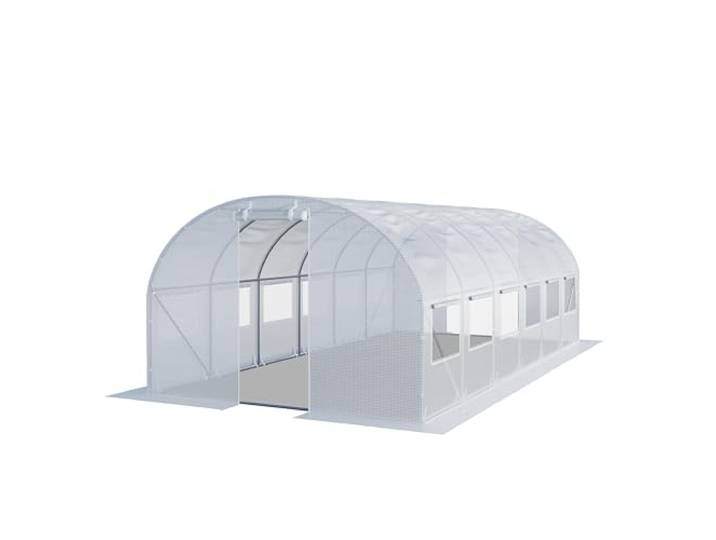 TOOLPORT Tunnelkas Foliekas Folietunnel 3x6m winterbestendig met oprolbare ramen - PE 180g/m² wit transparant