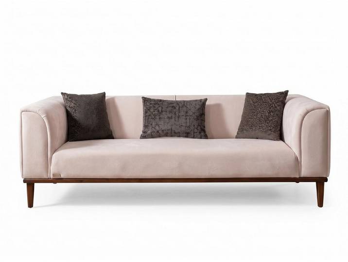 Xlmoebel 2-Sitzer Beiges 2-Sitzer-Sofa Stoffsofa moderner Stil Design-Sofas, 1 Teile