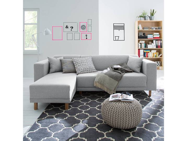 Ecksofa relax Webstoff Silber/Silber Webstoff 240 x 75 x 140cm Longchair davorstehend links Modern
