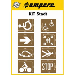 AMPERE Sprühschablone KIT Stadt, aus Karton, verschiedene Schablonen, wiederverwendbar, 8 Stück