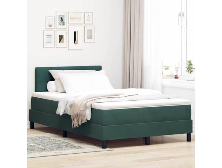 Samt Boxspringbett mit Schaumstoff modernes Design 120 x 200 cm Grün Boxspringbett mit Matratze Dunkelgrün 120x200 cm Samt Bett mit Topper Lattenrost Kopfteil verstellbar