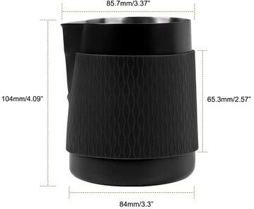 Inspired Finds IKAPE Espresso Milk Pitcher V3 17 Fl Oz Frothing Jug Without Handle Sharp Spout Professional Steaming Pitcher black