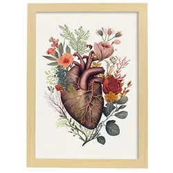 POSTER Anatomie Herz A3 Rahmen Aus Hellem Holz