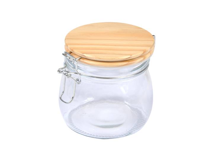 Vorratsglas mit Bügelverschluss, Glasdose mit Bambus-Deckel, 0,45 l