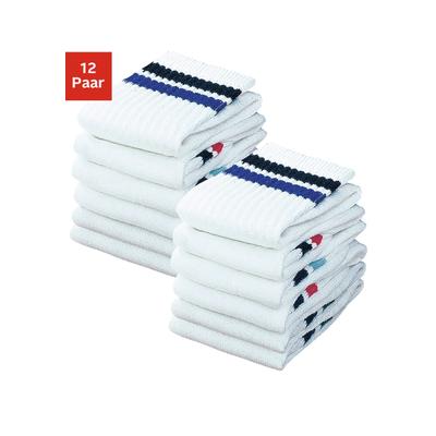Tennissocken GO IN "Damen Herren Kinder Sportsocken mit Ringel aus Atmungsaktive Baumwolle", Damen, Gr. 35-38, weiß, Materialmix, geringelt, uni, elastisch, Socken Socken-Set Sportbekleidung Socken Unterwäsche Sportsocken Multipacks Tennissocken,...