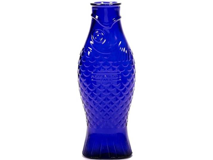 Carafe en verre pour l'eau Collection Fish & Fish par Paola Navone Carafe 850 ml Bouteille transparente bleu foncé pour boissons Convient comme vase