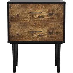 STILVORA Nachttisch MDF antikbraun mit 2 Schubladen, wasserfeste Oberfläche