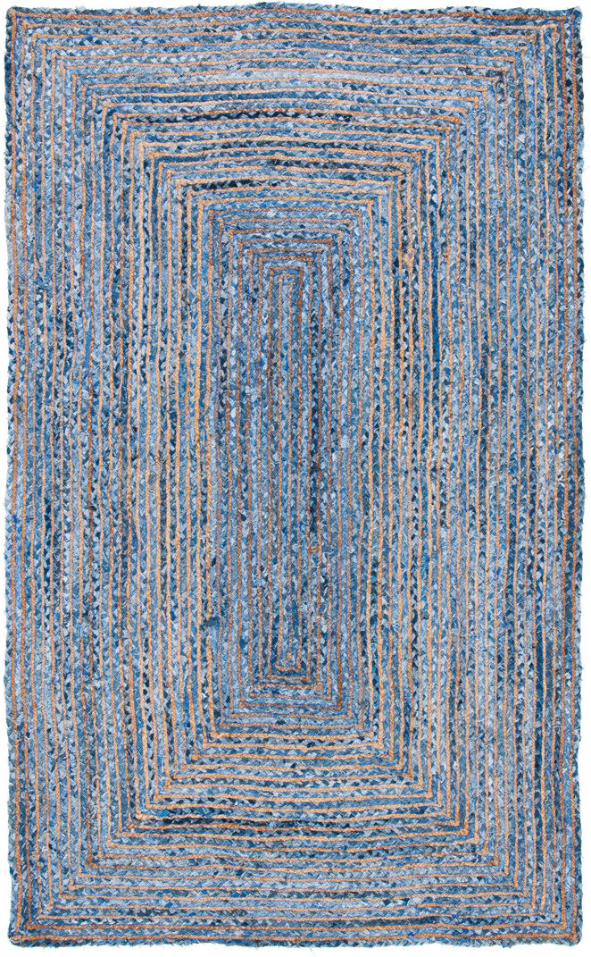 Bloomsbury Market Hand Woven Area Rug Blue / Natural Round 152 cm