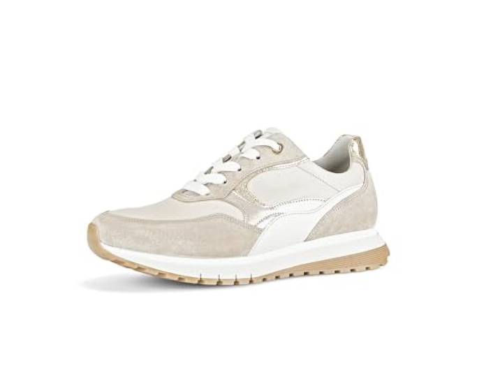 Gabor Damen Low-Top Sneaker, Frauen Halbschuhe,Wechselfußbett,Komfortable Mehrweite (H),straßenschuhe,Muschel/Platino k.,38.5 EU / 5.5 UK