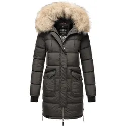 MARIKOO Damen Winter Parka Steppmantel mit Abnehmbarem Kunstfellkragen Chaskaa