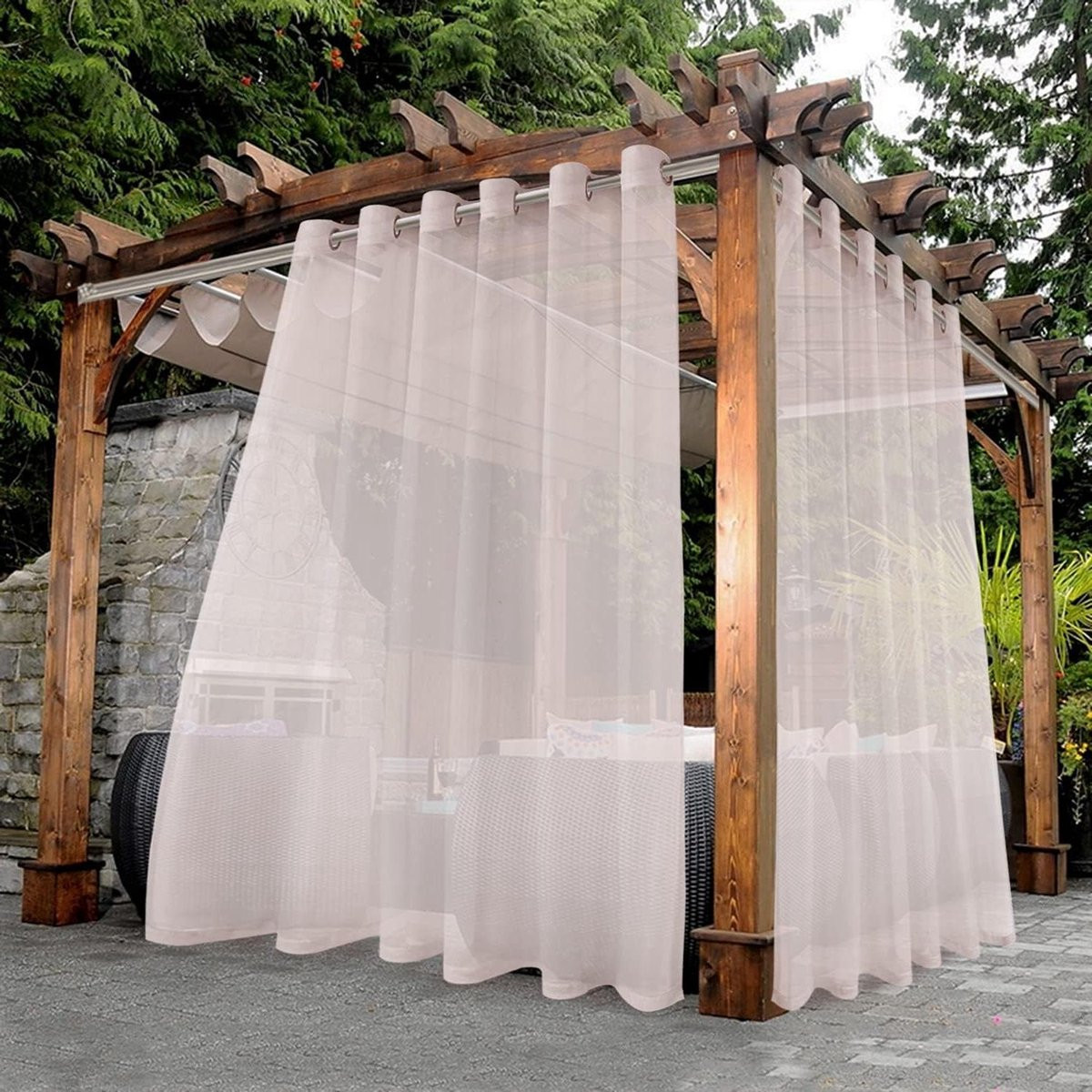 Transparante Buitengordijnen Lichtroze - Waterdichte Panelen voor Terras en Veranda - 254 x 241 cm