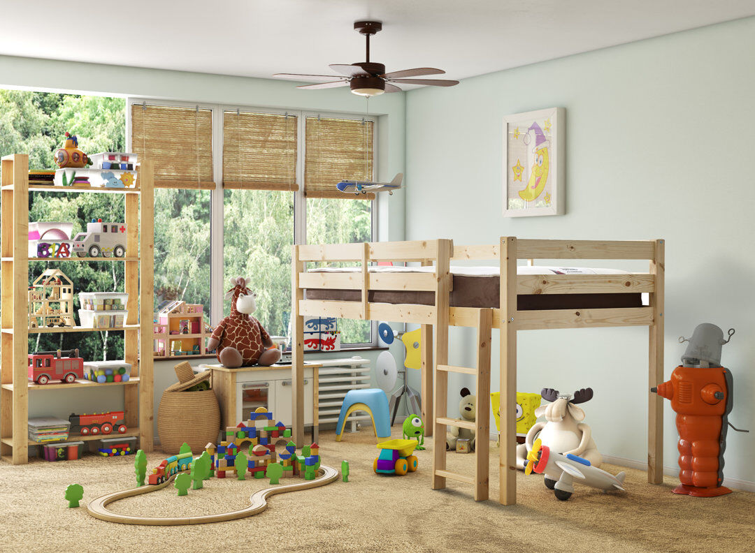 Just Kids Ivy Mid Sleeper Solid Pine Cabin Bed Clear Single (3')