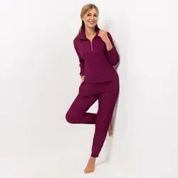 MUK LUKs Freizeit-Anzug Troyer-Pullover Hose mit Bündchen Eingriffstaschen