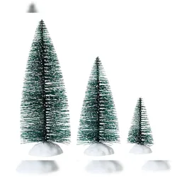 Christmas Decorations Deko Baum 20cm Kunststoff beschneit 3er Set - Dekobäume für Krippe Weihnachtsdorf & Winterlandschaft - Winterdeko Grün