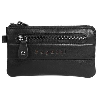 Schlüsseltasche BUGATTI "BUGATTI Herren NOME echt Leder", Damen, schwarz, Leder, leicht glänzend, unifarben, Kleinlederwaren, echt Leder