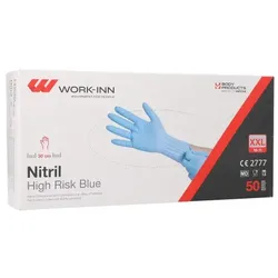 50 `WORK-INN` Handschuhe Nitril puderfrei `High Risk` blau Größe: 2XL