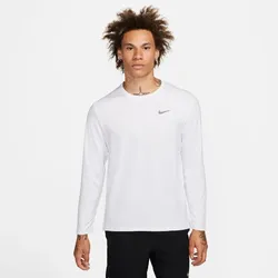 NIKE Miler Dri-FIT UV langarm Laufshirt Herren 100 - white/reflective silv M