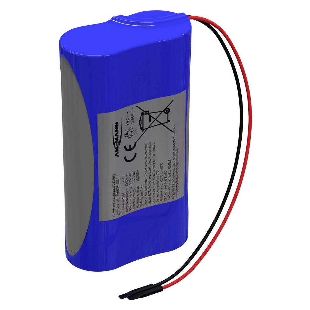 Ansmann 2S1P Akkupack 2x 18650 Kabel Li-Ion 7.2V 2600mAh Akkupack 2x Li-Ion 7. (2600 mAh, 7.20 V) (2447-3030-60)