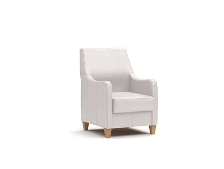CAVADORE Leder-Sessel Palera / Landhaus-Sessel mit Federkern + massiven Holzfüßen / 70 x 93 x 75 / Leder Weiß