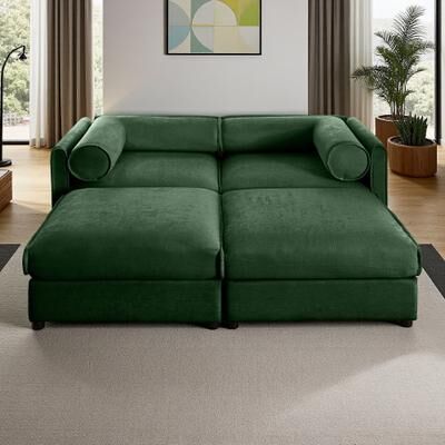 Chenille Modular Sectional Sofa with Cylindrical Backrest